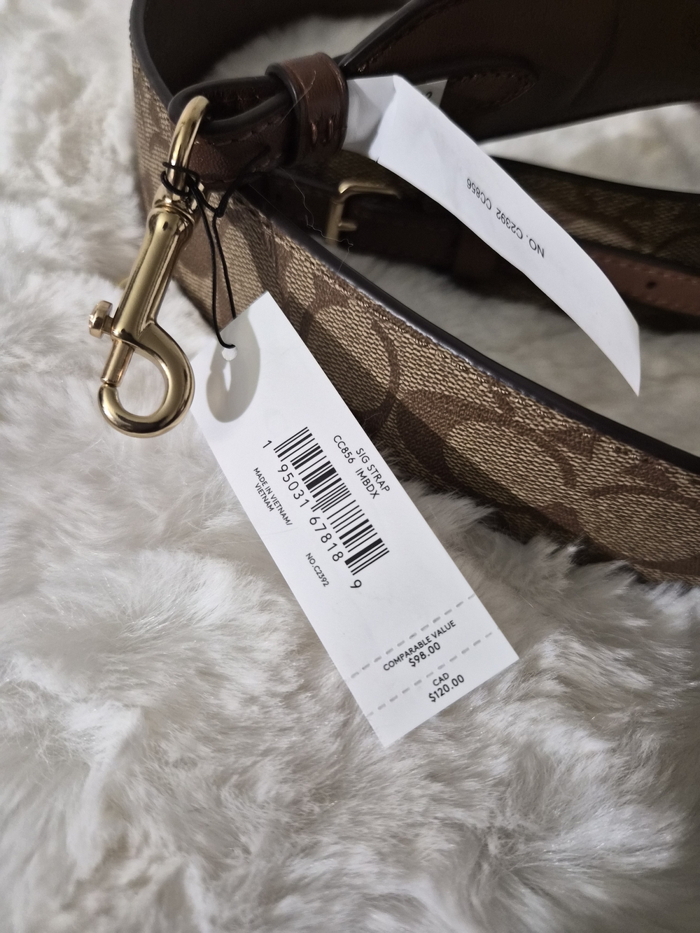 COACH Brown Signature Canvas Bag Strap - Picture 7 of 9